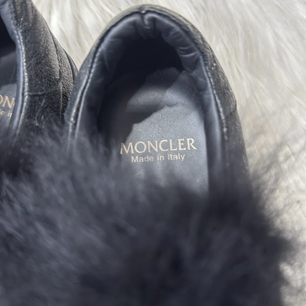MONCLER Victoire Leather Fur Sneakers